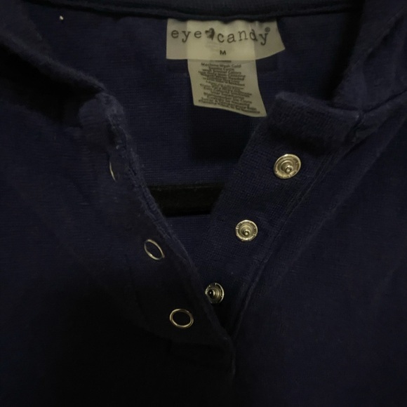 Eye Candy Navy Blue Long Sleeve Hoodie crop – Size Medium – Excellent Condition - Picture 3 of 3